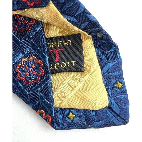 Robert Talbott Tie Best of Class 100% Silk Blue Geometric Necktie Made in USA